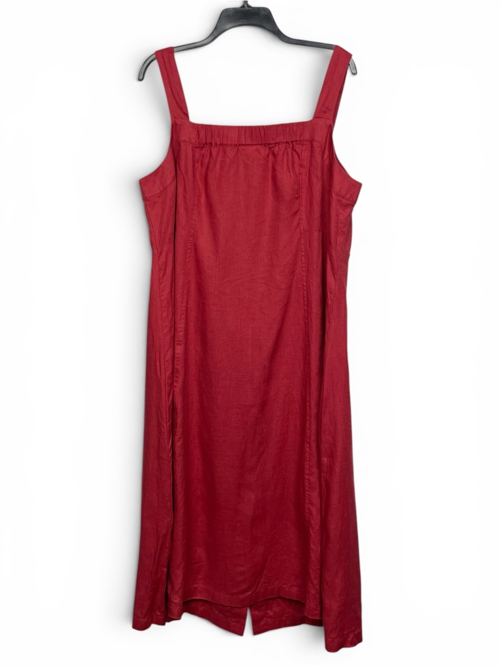 J Jill Linen Square-Neck Button-Front Midi Dress in Rust Red 2X - Picture 5 of 6